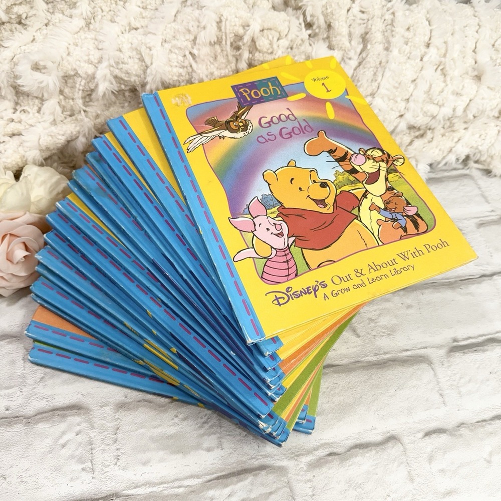 Vtg Walt Disney Out & About With Pooh Books Grow and Learn Library Set - Read